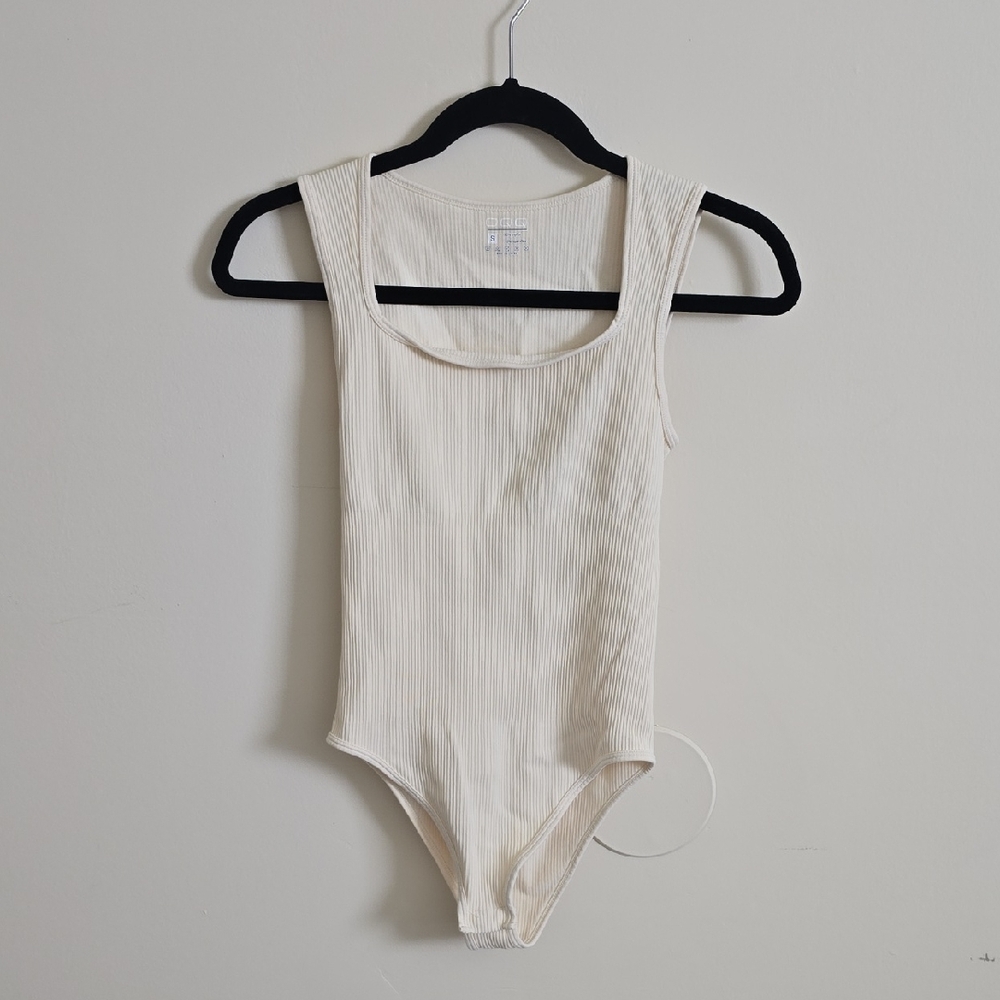 Elegant Cream Ribbed Bodysuit